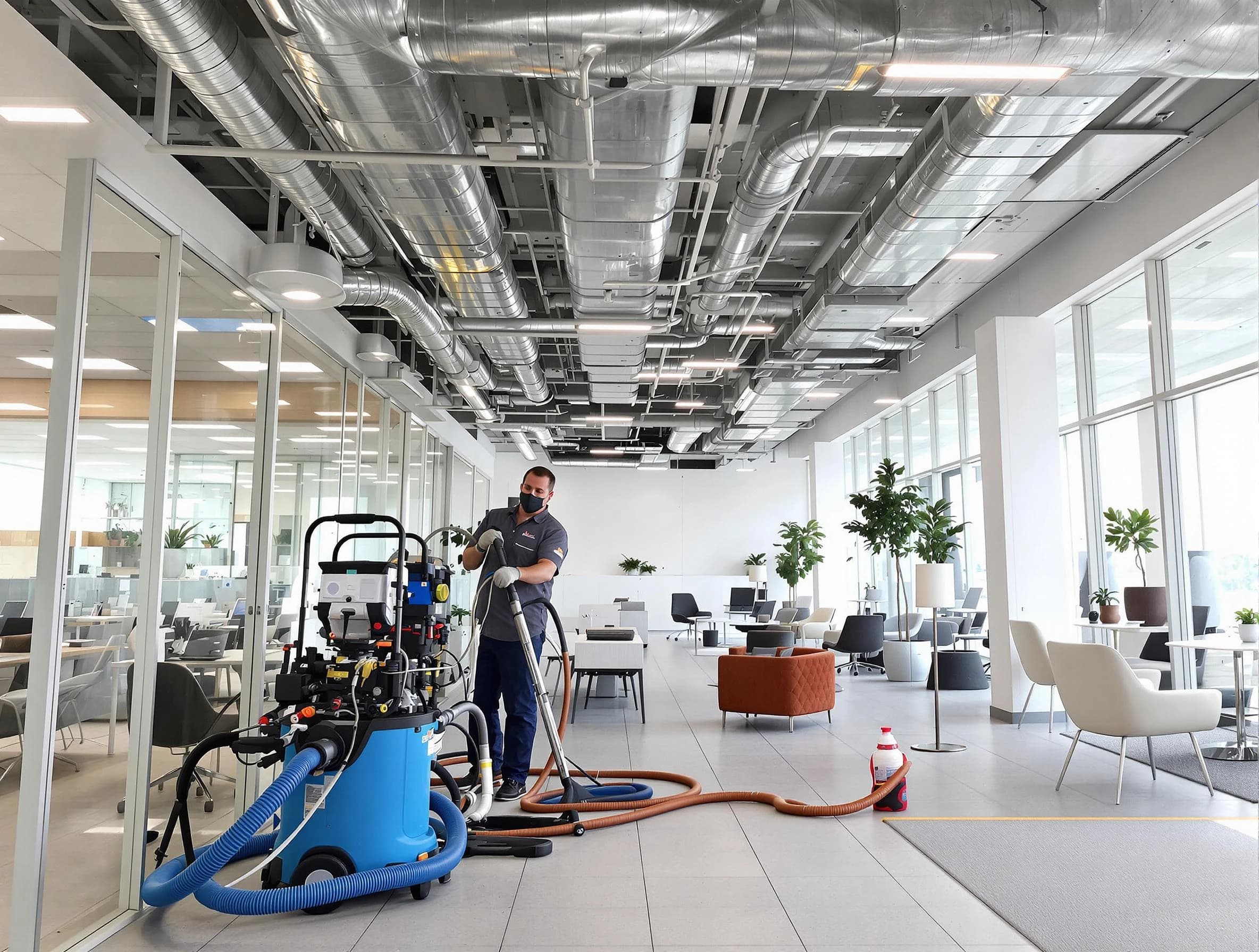 Dacula Air Duct Cleaning team conducting comprehensive commercial duct cleaning at a business location in Dacula