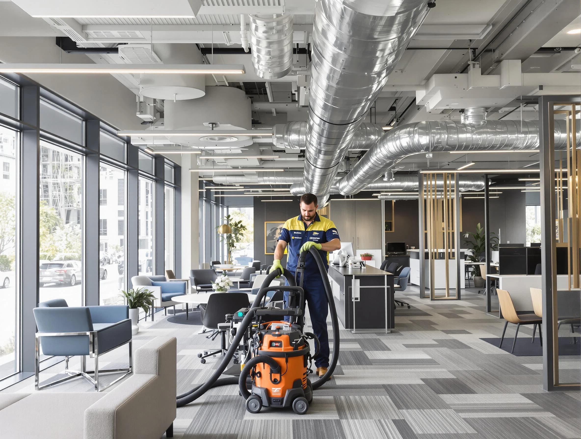 Dacula Air Duct Cleaning team performing thorough commercial duct cleaning at a Dacula business center
